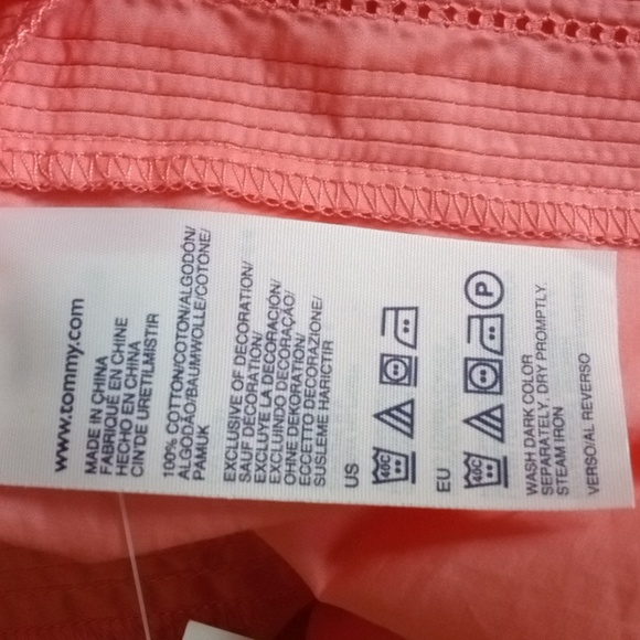 Tommy Hilfiger Medium cotton pleated top, short sleeves with crochet detail, NWT - Picture 6 of 9